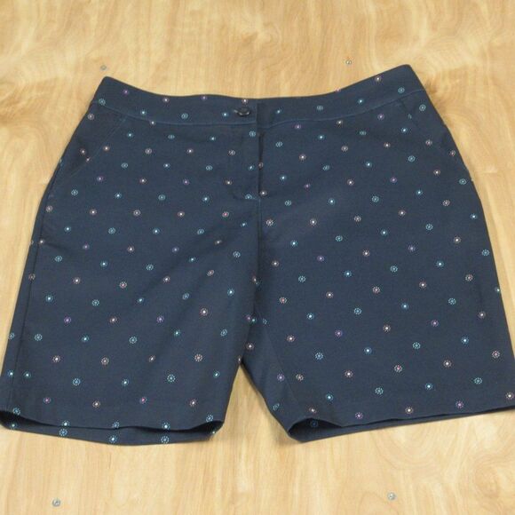 GREG NORMAN Play Dry Dot Cluster Bermuda Shorts Women's Size 6 Navy Blue - Picture 1 of 9